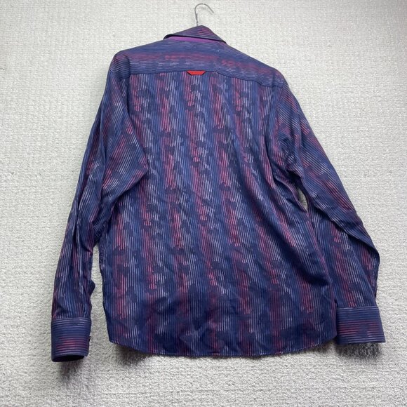 7 Downie St Couture London Blue / Red Camo Size S Long Sleeve Button Down Shirt - Picture 10 of 13